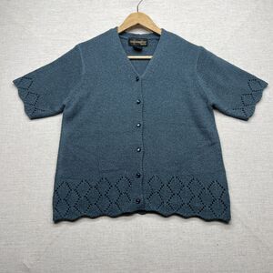 Requirements Womens Sz Pet S Button Cardigan Sweater Granny Cottage Geo Knit